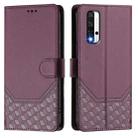 For Honor 20 / 20 Pro / 20S 4G Honeycomb Embossing RFID Leather Phone Case(Violet) - 2