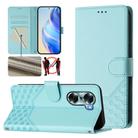 For Honor 60 5G Honeycomb Embossing RFID Leather Phone Case(Mint Green) - 1