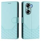 For Honor 60 5G Honeycomb Embossing RFID Leather Phone Case(Mint Green) - 2