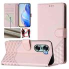 For Honor 60 5G Honeycomb Embossing RFID Leather Phone Case(Pink) - 1