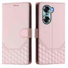 For Honor 60 5G Honeycomb Embossing RFID Leather Phone Case(Pink) - 2