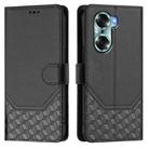 For Honor 60 5G Honeycomb Embossing RFID Leather Phone Case(Black) - 2