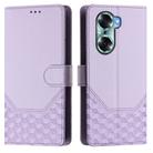 For Honor 60 5G Honeycomb Embossing RFID Leather Phone Case(Light Purple) - 2