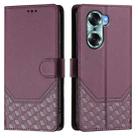 For Honor 60 5G Honeycomb Embossing RFID Leather Phone Case(Violet) - 2