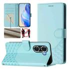 For Honor 60 Pro 5G Honeycomb Embossing RFID Leather Phone Case(Mint Green) - 1