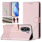 For Honor 60 Pro 5G Honeycomb Embossing RFID Leather Phone Case(Pink) - 1