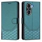 For Honor 60 Pro 5G Honeycomb Embossing RFID Leather Phone Case(Peacock Green) - 2