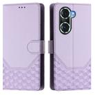 For Honor 60 Pro 5G Honeycomb Embossing RFID Leather Phone Case(Light Purple) - 2