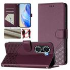 For Honor 60 Pro 5G Honeycomb Embossing RFID Leather Phone Case(Violet) - 1