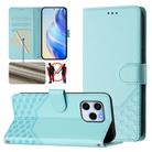 For Honor 60 SE 5G Honeycomb Embossing RFID Leather Phone Case(Mint Green) - 1