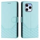 For Honor 60 SE 5G Honeycomb Embossing RFID Leather Phone Case(Mint Green) - 2