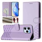 For Honor 60 SE 5G Honeycomb Embossing RFID Leather Phone Case(Light Purple) - 1