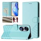 For Honor 70 5G Honeycomb Embossing RFID Leather Phone Case(Mint Green) - 1