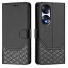 For Honor 70 5G Honeycomb Embossing RFID Leather Phone Case(Black) - 2