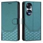 For Honor 70 5G Honeycomb Embossing RFID Leather Phone Case(Peacock Green) - 2