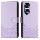 For Honor 70 5G Honeycomb Embossing RFID Leather Phone Case(Light Purple) - 2