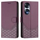 For Honor 70 5G Honeycomb Embossing RFID Leather Phone Case(Violet) - 2