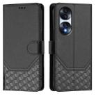 For Honor 70 Pro 5G Honeycomb Embossing RFID Leather Phone Case(Black) - 2