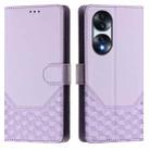 For Honor 70 Pro 5G Honeycomb Embossing RFID Leather Phone Case(Light Purple) - 2