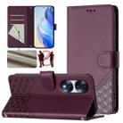 For Honor 70 Pro 5G Honeycomb Embossing RFID Leather Phone Case(Violet) - 1