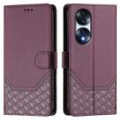 For Honor 70 Pro 5G Honeycomb Embossing RFID Leather Phone Case(Violet) - 2