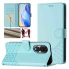 For Honor 80 5G Honeycomb Embossing RFID Leather Phone Case(Mint Green) - 1