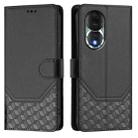 For Honor 80 5G Honeycomb Embossing RFID Leather Phone Case(Black) - 2