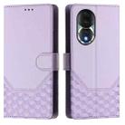 For Honor 80 5G Honeycomb Embossing RFID Leather Phone Case(Light Purple) - 2