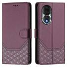 For Honor 80 5G Honeycomb Embossing RFID Leather Phone Case(Violet) - 2