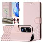 For Honor 80 GT 5G Honeycomb Embossing RFID Leather Phone Case(Pink) - 1