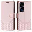 For Honor 80 GT 5G Honeycomb Embossing RFID Leather Phone Case(Pink) - 2