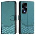 For Honor 80 GT 5G Honeycomb Embossing RFID Leather Phone Case(Peacock Green) - 2