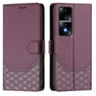 For Honor 80 GT 5G Honeycomb Embossing RFID Leather Phone Case(Violet) - 2