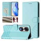 For Honor 90 5G Honeycomb Embossing RFID Leather Phone Case(Mint Green) - 1