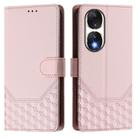 For Honor 90 5G Honeycomb Embossing RFID Leather Phone Case(Pink) - 2