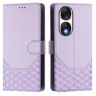 For Honor 90 5G Honeycomb Embossing RFID Leather Phone Case(Light Purple) - 2