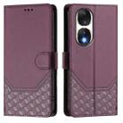 For Honor 90 5G Honeycomb Embossing RFID Leather Phone Case(Violet) - 2