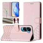 For Honor 90 Lite 5G / X50i 5G Honeycomb Embossing RFID Leather Phone Case(Pink) - 1