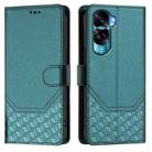 For Honor 90 Lite 5G / X50i 5G Honeycomb Embossing RFID Leather Phone Case(Peacock Green) - 2