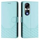 For Honor 90 Pro 5G Honeycomb Embossing RFID Leather Phone Case(Mint Green) - 2