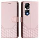 For Honor 90 Pro 5G Honeycomb Embossing RFID Leather Phone Case(Pink) - 2