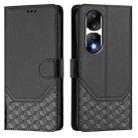 For Honor 90 Pro 5G Honeycomb Embossing RFID Leather Phone Case(Black) - 2