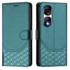 For Honor 90 Pro 5G Honeycomb Embossing RFID Leather Phone Case(Peacock Green) - 2