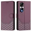 For Honor 90 Pro 5G Honeycomb Embossing RFID Leather Phone Case(Violet) - 2