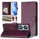 For Honor Play 50 Plus 5G Honeycomb Embossing RFID Leather Phone Case(Violet) - 1