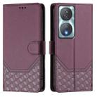 For Honor Play 50 Plus 5G Honeycomb Embossing RFID Leather Phone Case(Violet) - 2