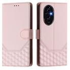 For Honor 200 Honeycomb Embossing RFID Leather Phone Case(Pink) - 2