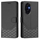 For Honor 200 Honeycomb Embossing RFID Leather Phone Case(Black) - 2