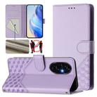 For Honor 200 Honeycomb Embossing RFID Leather Phone Case(Light Purple) - 1