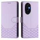 For Honor 200 Honeycomb Embossing RFID Leather Phone Case(Light Purple) - 2